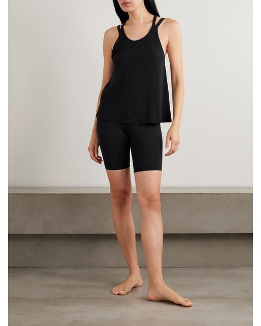 Eres Black Allyson Embroidered Stretch-Modal And Silk-Blend Jersey Tank