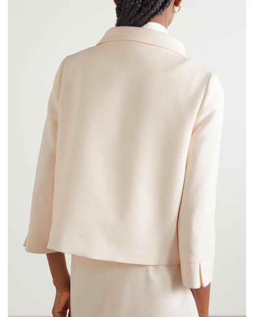 Valentino Garavani Natural Verkürzte Jacke Aus Crêpe Aus Einer Woll-Seidenmischung Mit Verzierung