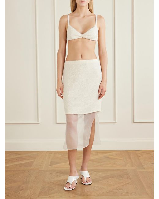 Khaite White Talita Cotton-Blend Poplin Bralette