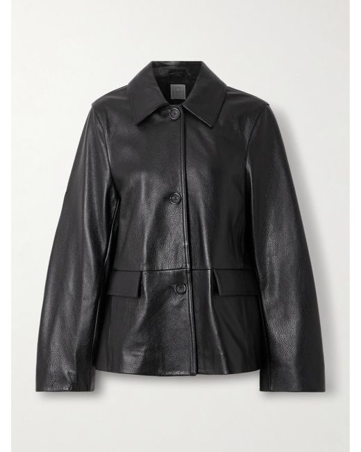 Totême  Black Jacke Aus Strukturiertem Leder