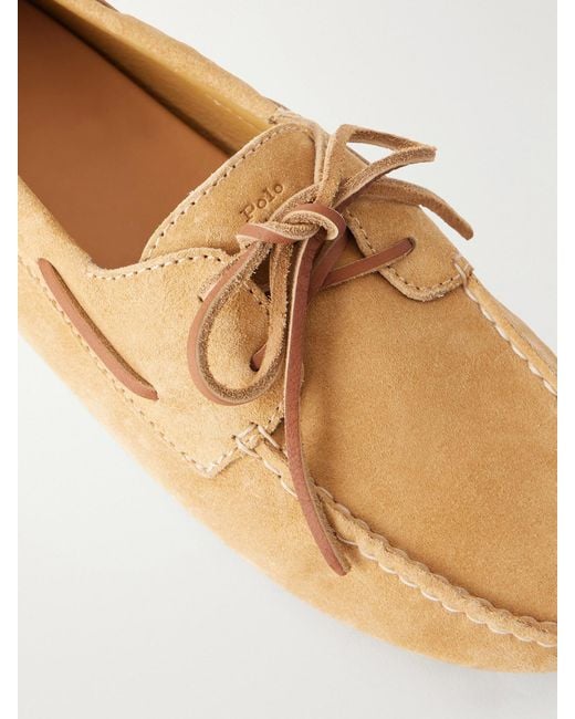 Polo Ralph Lauren Natural Bow-Detail Suede Moccassins