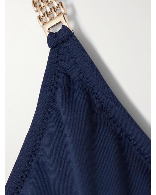 Melissa Odabash Blue Maldives Embellished Triangle Bikini Top