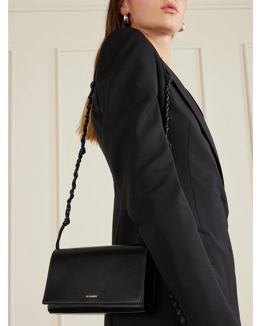 Jil Sander Tangle Leather Shoulder Bag in Black | Lyst