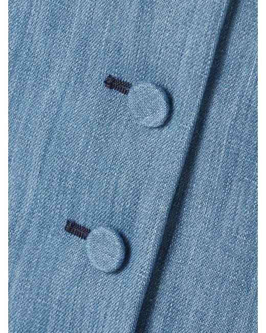 Gabriela Hearst Blue Coleridge Cotton And Linen-Blend Chambray Vest