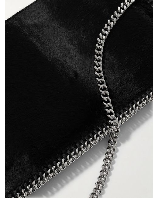 Stella McCartney Black Falabella Pochette Schultertasche Aus Gebürstetem Samt