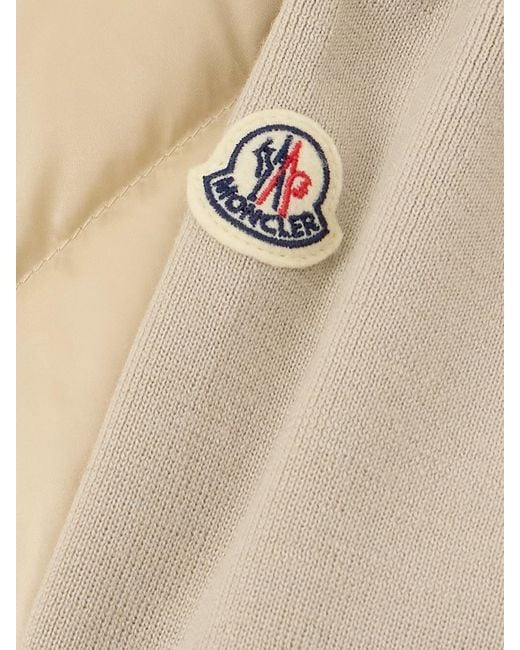 Moncler Natural Apliquéd Wool And Quilted Shell Down Cardigan