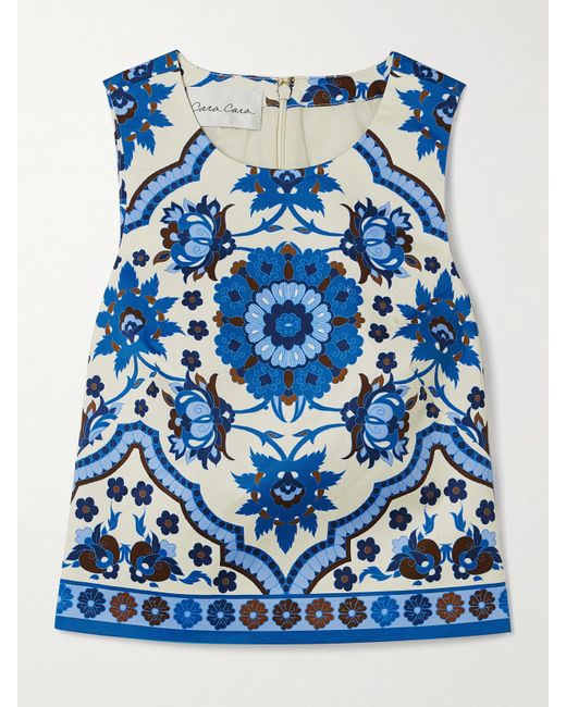 Cara Cara Blue Mackenzie Printed Cotton-Blend Tank