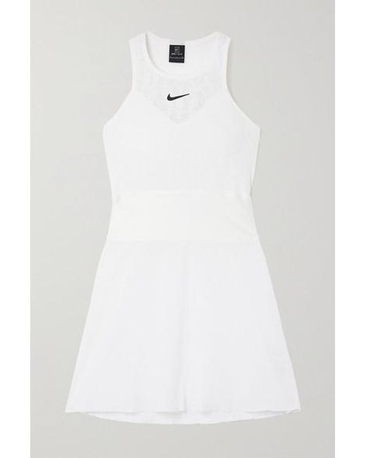 Nike Maria Cutout Satin-trimmed Stretch-lace And Seersucker Mini Tennis  Dress in White | Lyst