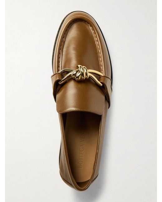 Bottega Veneta Brown Astaire Embellished Leather Loafers