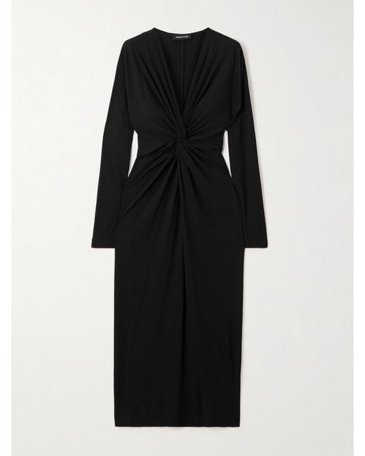 Anine Bing Black Mathilde Twist-Front Jersey Midi Dress