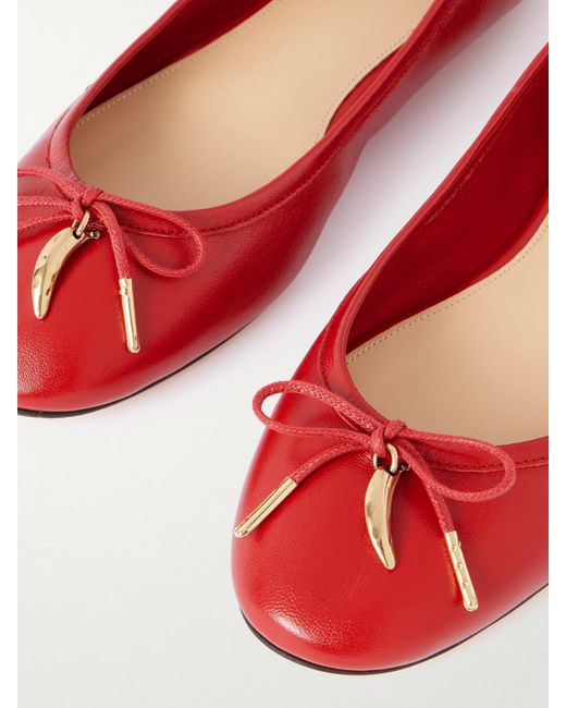 Chloé Red Iris Embellished Leather Ballet Flats