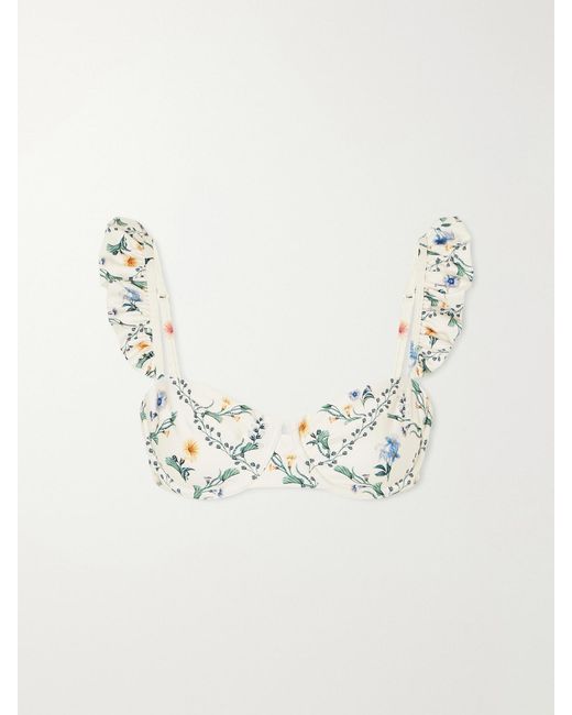 Agua Bendita Natural Kiwi Brisa Floral-Print Bikini Top