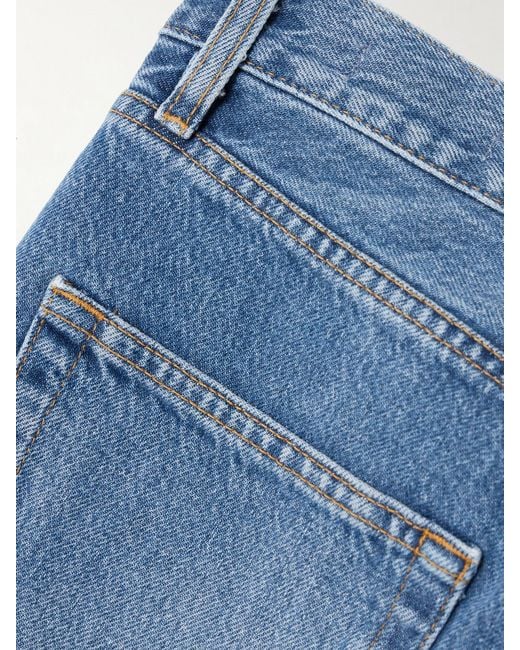 FRAME Blue The Vertical Crop High-Rise Straight-Leg Jeans