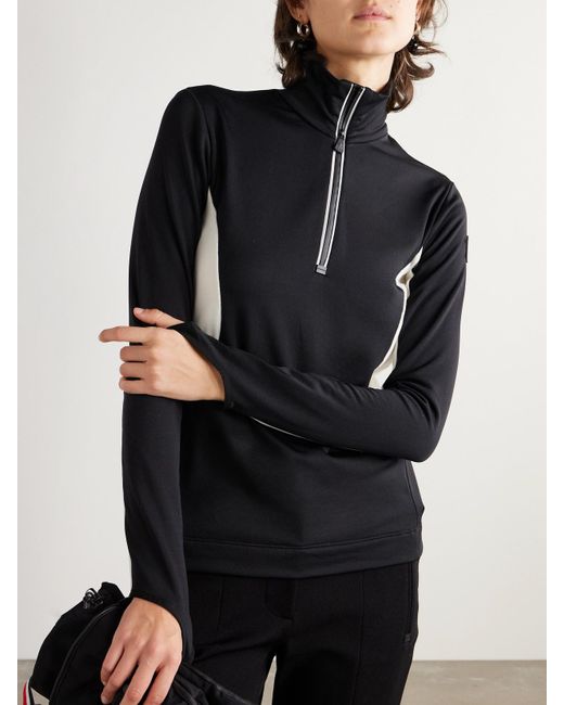 Moncler Black Color-Block Stretch-Jersey Base Layer