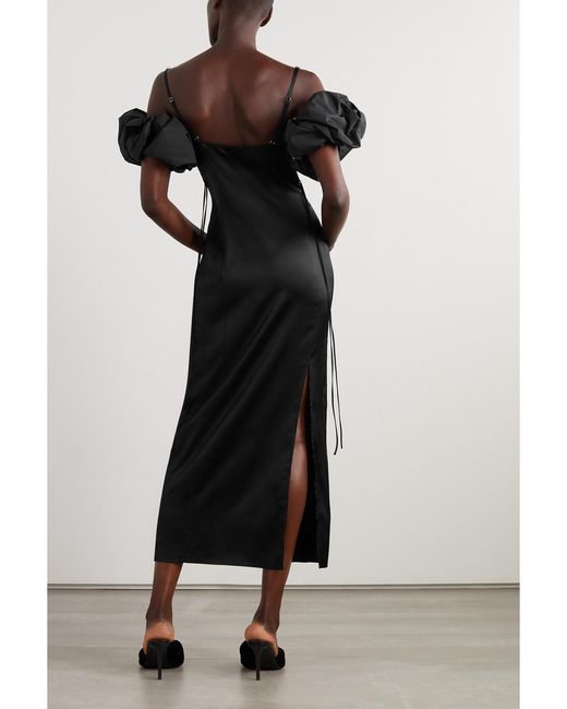 Jacquemus Black Chouchou Convertible Duchesse-Satin Midi Dress