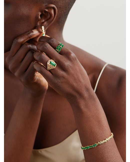 Suzanne Kalan Metallic 18-Karat, Diamond And Emerald Ring