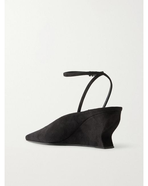 Alaïa White 60 Suede Wedge Pumps