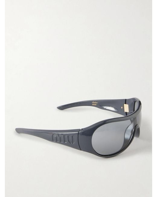 Miu Miu Gray Rounded-Frame Acetate Sunglasses