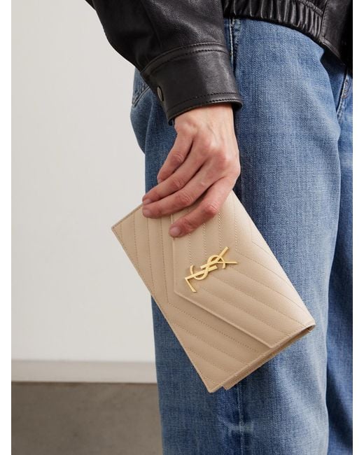Saint Laurent Natural Cassandre Matelassé Textured-Leather Shoulder Bag