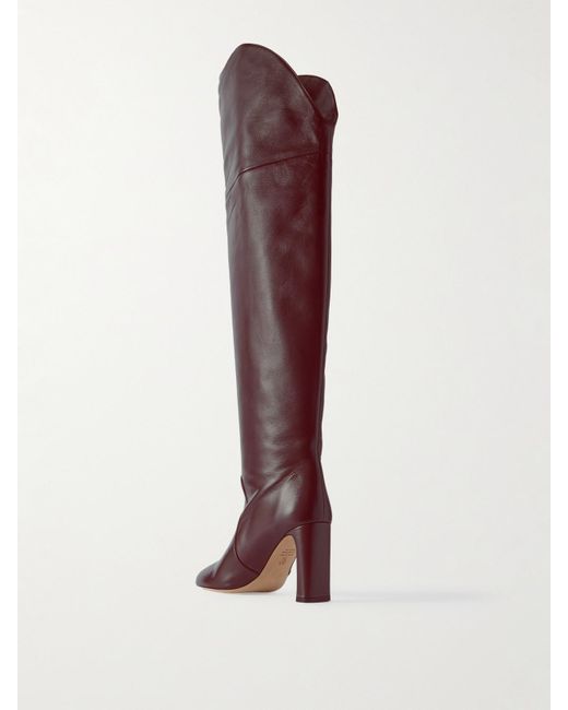 Stuart Weitzman Purple Babette Tubo Leather Over-The-Knee Boots