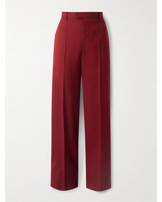 Pantalon En Laine Mélangée À Rayures Bottega Veneta en coloris Red