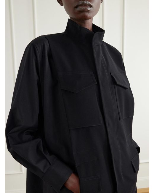 Sacai Black Crepe-Trimmed Woven Shirt