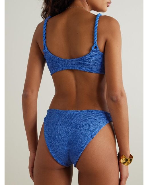 Hunza G Blue Phoebe Twisted Seersucker Bikini