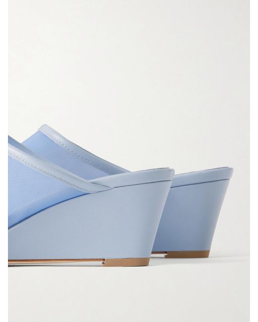 Aeyde Blue Suzanne Leather-Trimmed Mesh Sandals