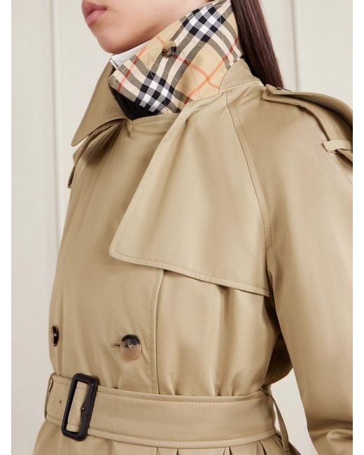 Burberry Natural Castleford Double-Breasted Belted Cotton-Gabardine Trench Coat