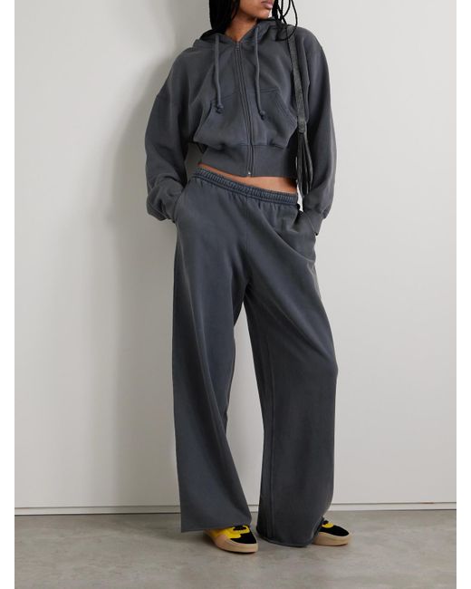 Acne Blue Appliquéd Cotton-Jersey Wide-Leg Track Pants