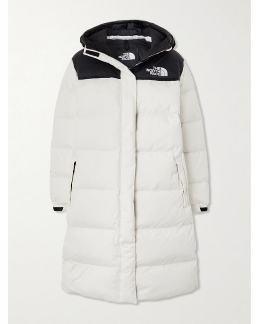 The North Face White Nuptse Hooded Embroidered Quilted Shell Down Parka