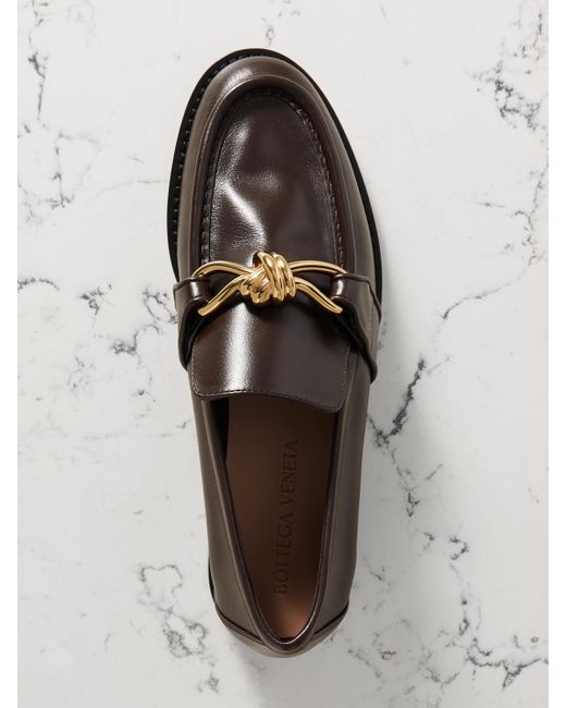 Bottega Veneta Brown Astaire Embellished Leather Loafers