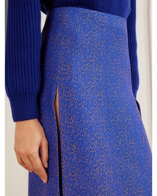 Jil Sander Blue Draped Jacquard Midi Skirt