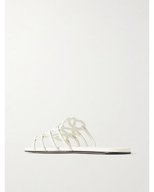Loewe White Petal Anagram Leather Slides