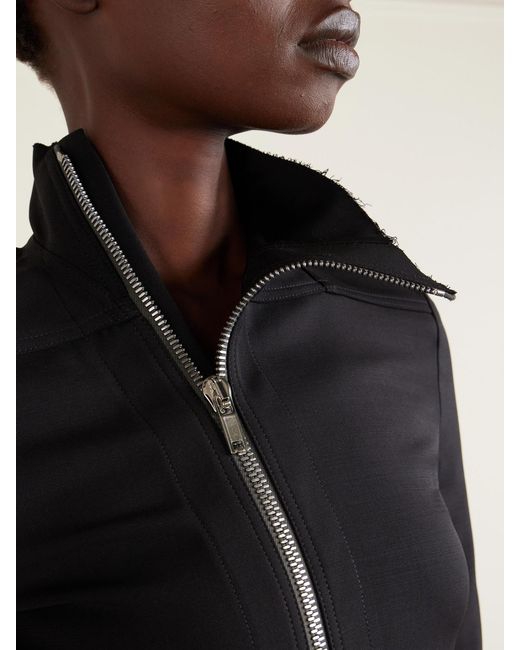 Rick Owens Blue Gary Frayed Wool-Blend Jersey Jacket
