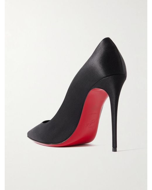 Christian Louboutin Black Classic Kate 100 Pumps Aus Glänzendem Crêpe