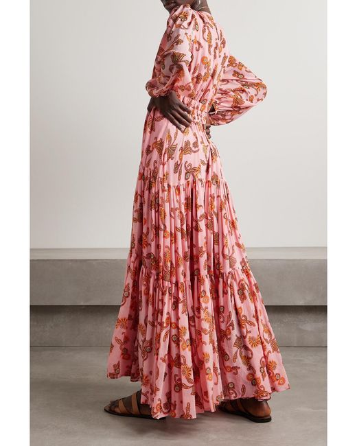 A.L.C. Annie Tiered Printed Silk-Crepon Maxi Dress