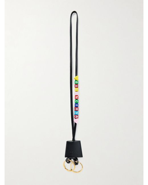 Balenciaga White Rodeo Cloche Clé Schlüsselanhänger Aus Leder Mit Goldfarbenen Details