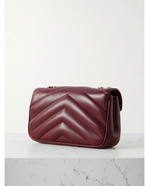 Saint Laurent Red Loulou Schultertasche Aus Gestepptem Leder
