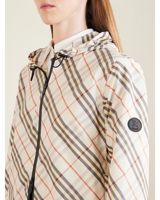 Burberry Natural Checked Hooded Shell Jacket