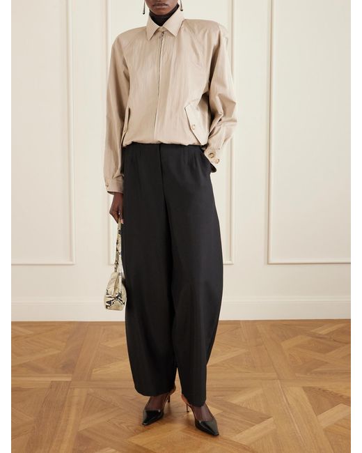 Magda Butrym Blue Pleated Wool And Mohair-Blend Barrel-Leg Pants