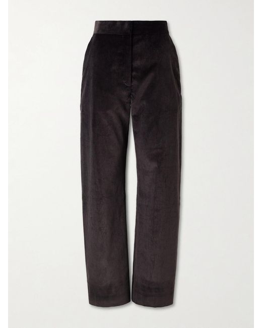 Studio Nicholson Black Grange Cotton-Corduroy Wide-Leg Pants