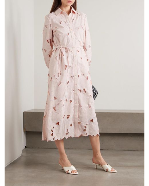Erdem Pink Cutout Embroidered Poplin Midi Dress