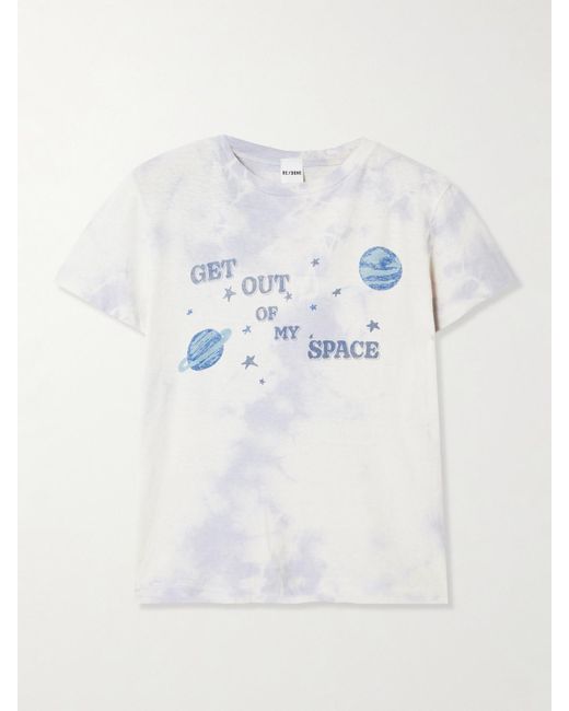 Re/done White My Space Tie-Dyed Printed Cotton-Jersey T-Shirt