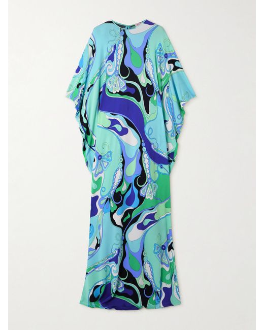 Emilio Pucci Blue Printed Jersey Kaftan