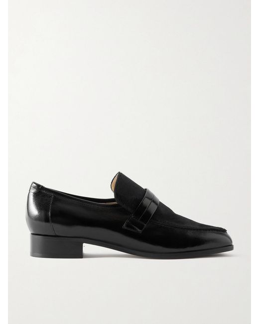Jamie Haller Black Mod Calf Hair And Glossed-Leather Loafers