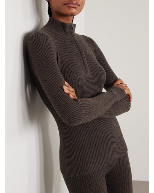 arch4 Brown Ella Ribbed Cashmere Half-Zip Sweater And Leggings Ski Set