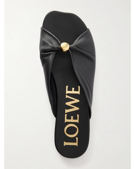 Loewe White Paula's Ibiza Pebble Leather Slides
