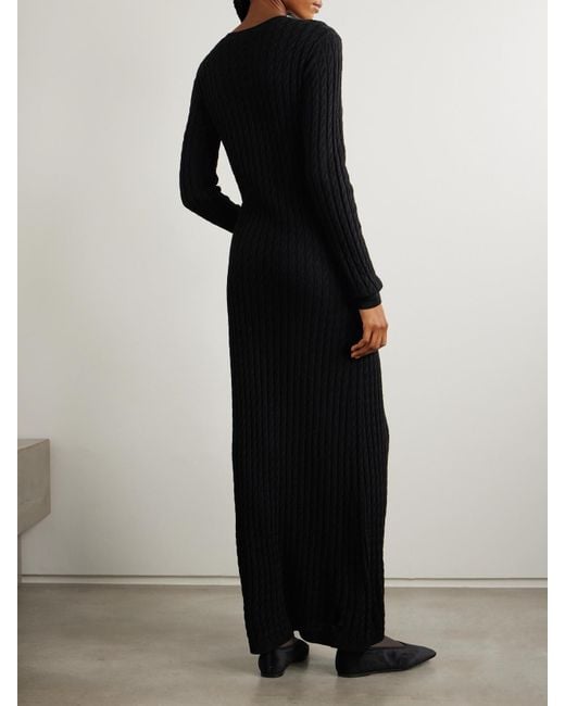 Totême  Black Cable-Knit Wool Maxi Dress