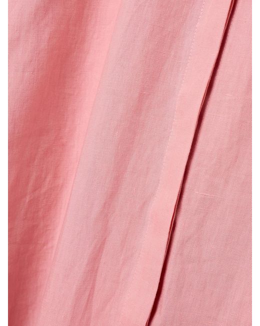 Gabriela Hearst Pink Arabella Pintucked Linen Maxi Dress